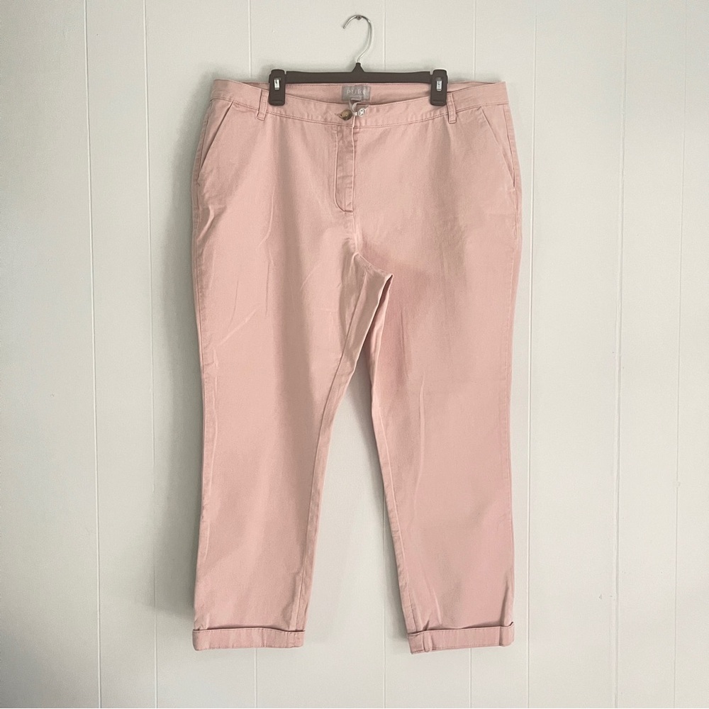 Pure Collection Soft Pink Washed Cotton Chino Pants NWT Women’s 18S Straight Leg